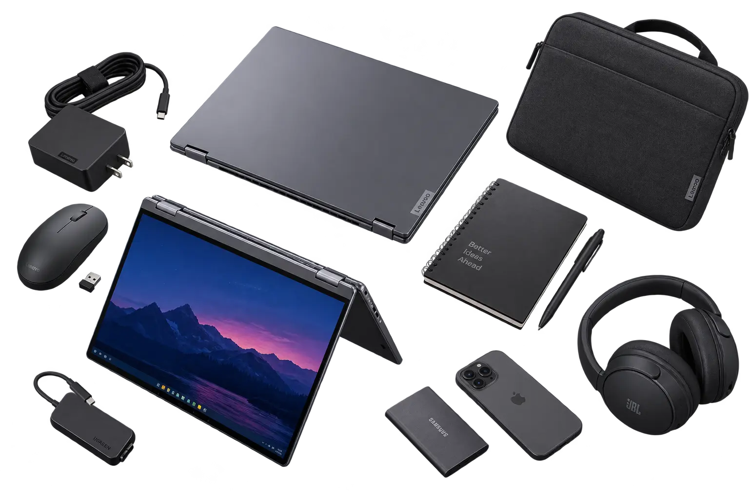 Top-down view of a laptop